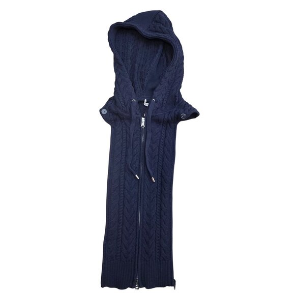 Veronica Beard NWT Navy Blue Dickey Hooded Zip Cable Knit Sweater Fall 00 - 14 - Picture 2 of 5